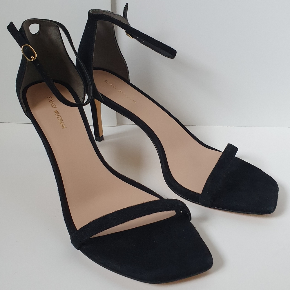 NWOB Stuart Weitzman Amelina 85 sandals, size 11, black suede